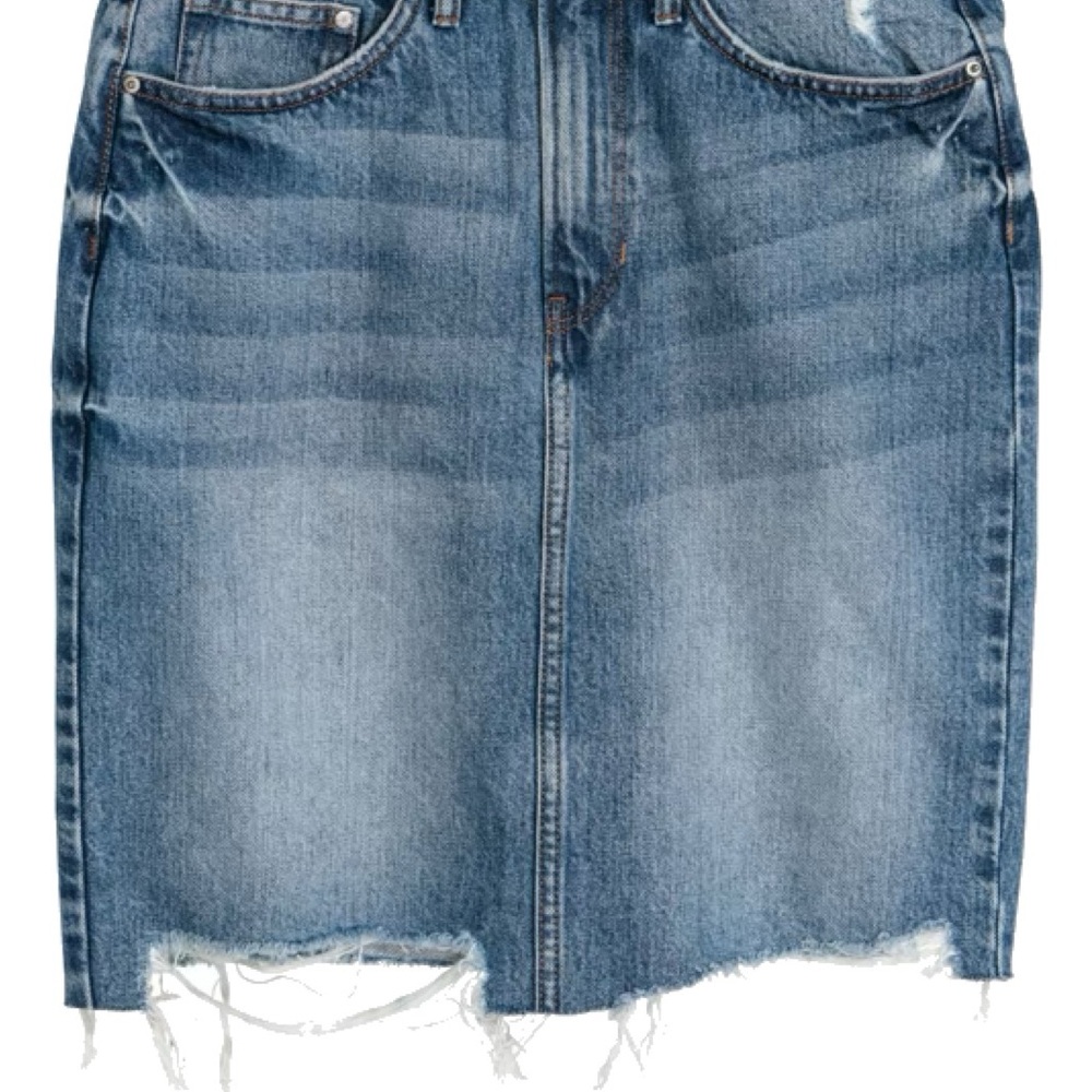 H&M Blue Denim Mini Skirt with Distressed Hem - Picture 5 of 5